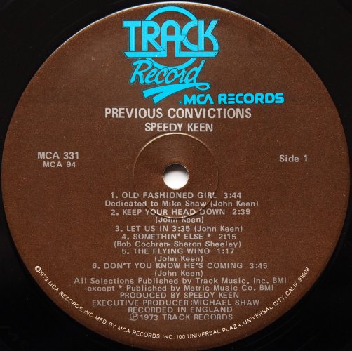 Speedy Keen / Previous Convictions (In Shrink)β