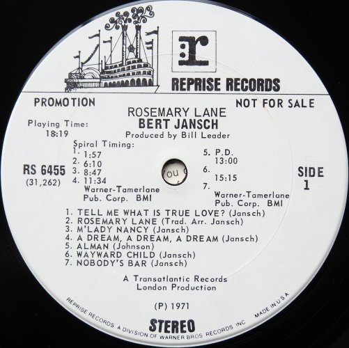 Bert Jansch / Rosemary Lane (US Rare White Label Promo)β