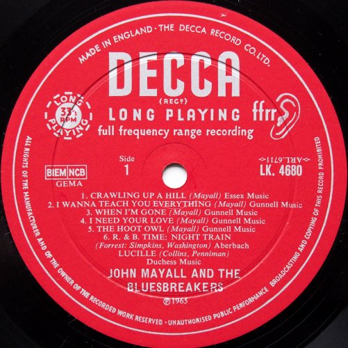 John Mayall And The Blues Breakers / Plays John Mayall - Live At The Klooks Kleek! (UK Early Press)β