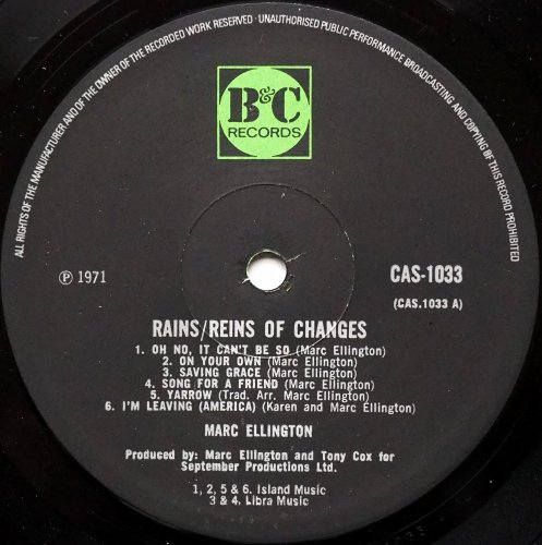 Marc Ellington / Rains / Reins Of Changes (UK Matrix-1)β