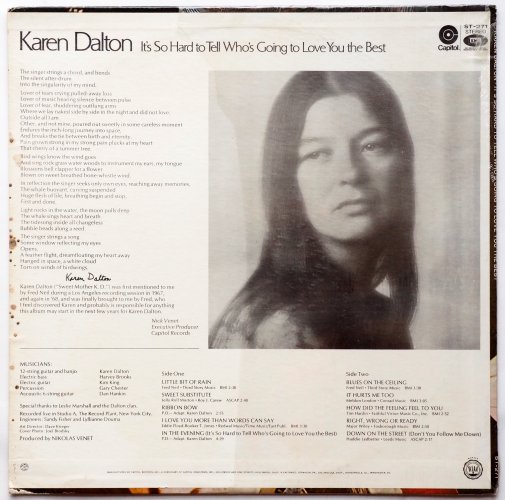 Karen Dalton / It's So Hard To Tell Who's Going To Love You The Best (US Original In Shrink!!)β