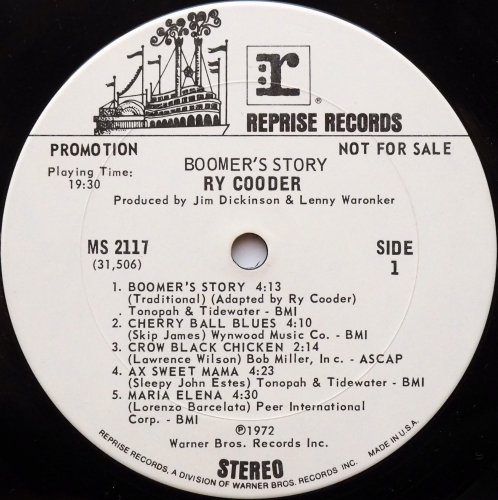 Ry Cooder / Boomer's Story (Rare White Label Promo w/Insert!!)β