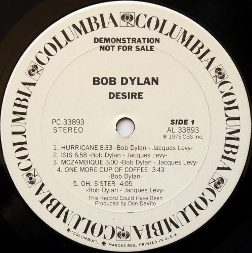Bob Dylan / Desire (Rare White Label Promo In Shrink!)β
