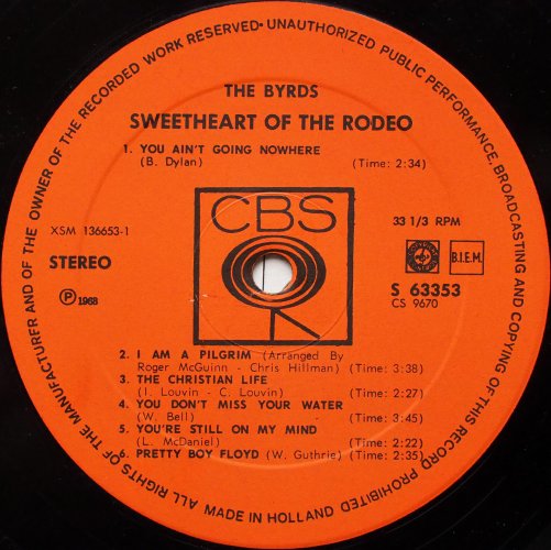Byrds, The / Sweetheart Of The Rodeo (Netherlands Early Issue)の画像