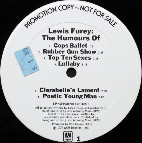 Lewis Furey / The Humours Of (US White Label Promo)β