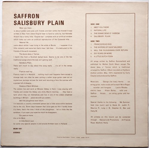 Saffron (Summerfield) / Salisbury Plain (1st Issue Signed)β