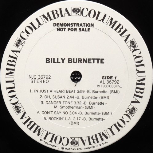 Billy Burnette / Billy Burnette (4th White Label Promo)の画像