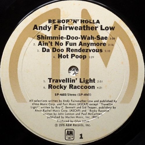 Andy Fairweather Low / Be Bop 'N' Holla (US In Shrink)β