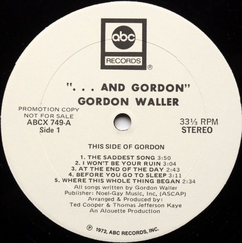 Gordon Waller / ...and Gordon (White Label Promo)β