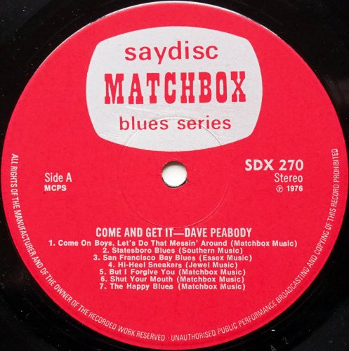 Dave Peabody / Come And Get It (Matchbox 1st Issue)β
