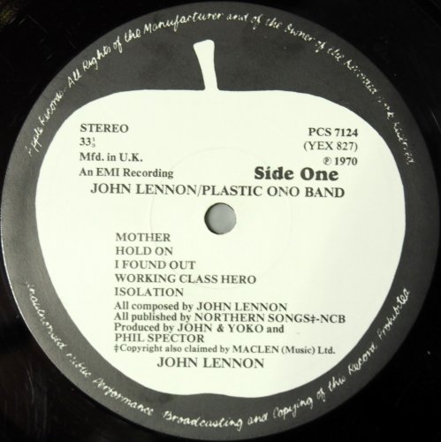 John Lennon / John Lennon / Plastic Ono Band (UK Early Issue Matrix-1 w/Original Inner Sleeve)β