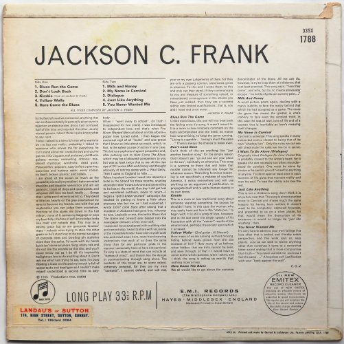 Jackson C. Frank / Jackson C. Frank (UK Columbia Original!!)β