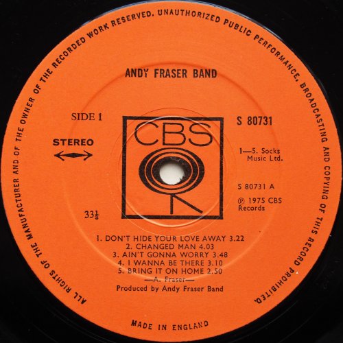 Andy Fraser Band / Andy Fraser Band (UK Early Press)の画像