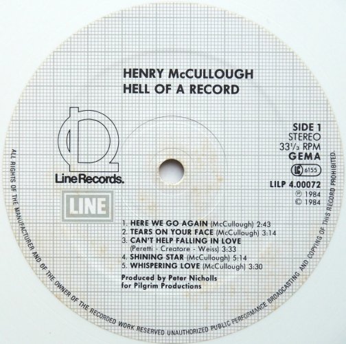 Henry McCullough / Hell Of A Record (White Vinyl In Shrink)β