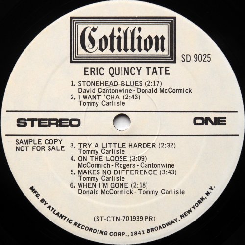 Eric Quincy Tate / Eric Quincy Tate (1st US White Label Promo)β