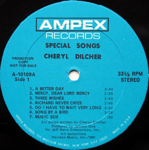 Cheryl Dilcher / Special Songs (Promo w/ Lylics Inner)β
