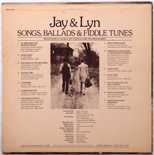 Jay & Lyn (Jay Ungar & Lyndon Hardy) / Songs, Ballads & Fiddle Tunesβ