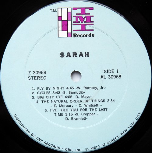 Sarah (Sarah Fulcher) / Sarah & Friends (Promo, Steve Cropper)β