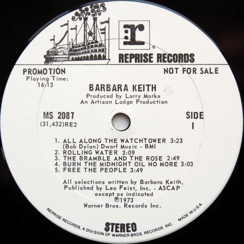 Barbara Keith / Barbara Keith (Reprise 2nd White Label Promo w/Promo Sheet)β