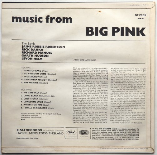 Band, The / Music From Big Pink (UK Green Label)β