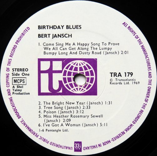 Bert Jansch / Birthday Blues (UK Matrix-1)β