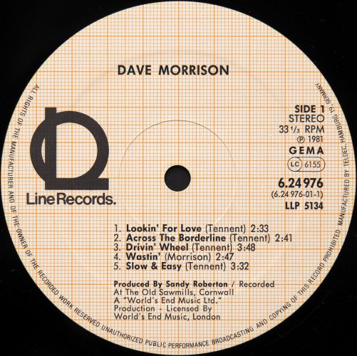 Dave Morrison / Dave Morrison With Joe Soap (Tennent & Morrison)β