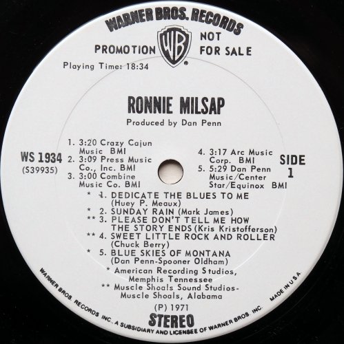 Ronnie Milsap / Ronnie Milsap (1st, Rare white abel Promo, Dan Penn)β