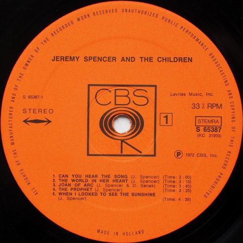 Jeremy Spencer And The Children  / Jeremy Spencer And The Children (Netherlands)β