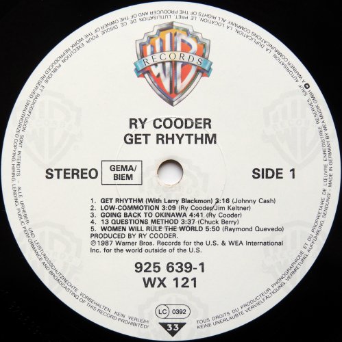Ry Cooder / Get Rhythm (UK & Euro)β