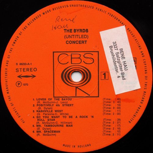 Byrds, The / Untitled (Netherlands)β