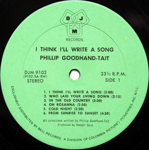 Phillip Goodhand-Tait / I Think I'll Write A Songβ