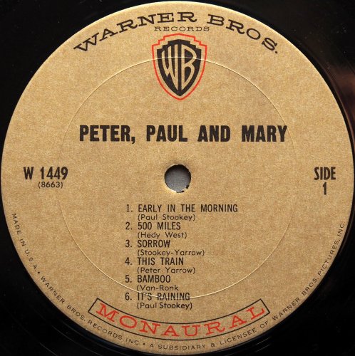 Peter, Paul And Mary (PP&M) / Peter, Paul And Mary (US Gold Label 2nd Issue MONO)β