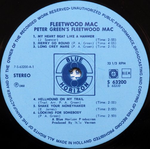 Fleetwood Mac / Peter Green's Fleetwood Mac (Netherlands Early Issue Matrix-1)β