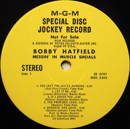 Bobby Hatfield / Messin' In Muscle Shoals (Promo)β