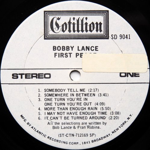 Bobby Lance / First Peace (White Label Promo)の画像
