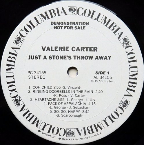Valerie Carter / Just a Stone's Throw Away (White Label Promo White Cover)β
