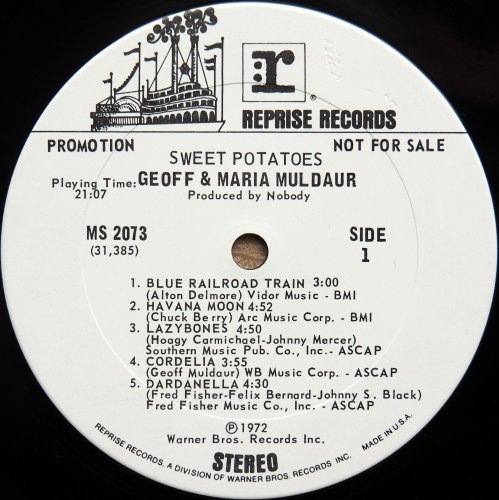 Geoff & Maria Muldaur / Sweet Potatoes (Rare White Label Promo w/Press Sheet)β