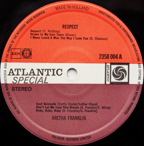 Aretha Franklin / Respect (I Never Loved A Man The Way I Love You) (Rare Netherlands  Issue)β