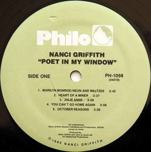 Nanci Griffith / Poet In My Window (Philo)β