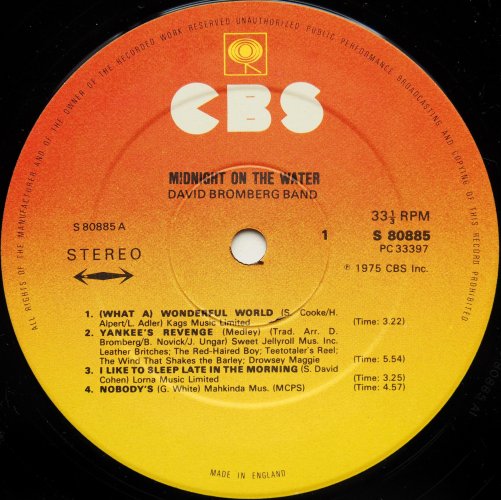 David Bromberg Band / Midnight On The Water (UK Matrix-1))β