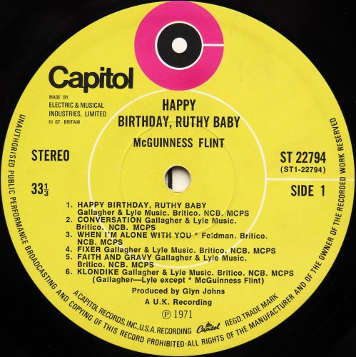 McGuinness Flint / Happy Birthday, Ruthy Baby (UK)β