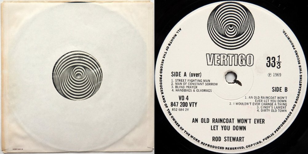Rod Stewart / An Old Raincoat Won't Ever Let Down (UK Small Swirl 2nd Issue)β