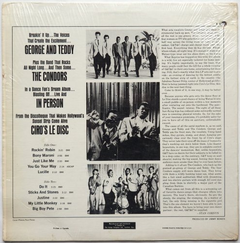 George And Teddy And The Condors / In Person From Ciro's Le Disc (Canada In Shrink Mono)β