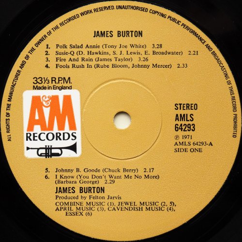 James Burton / The Guitar Sounds Of James Burton (Rare UK Matrix-1)β