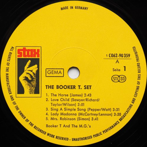 Booker T & The MG's / The Booker T. Set (Germany)β