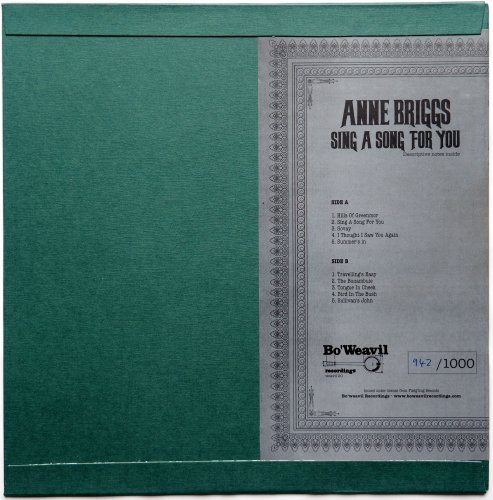 Anne Briggs / Sing A Song For You (Rare Bo'Weavil Issue)の画像