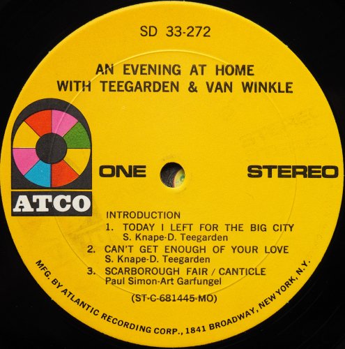 Teegarden & Van Winkle / An Evening At Home With Teegarden & Van Winkle (Atco 2nd Issue)β