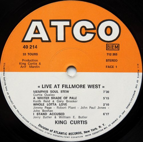 King Curtis / Live At Fillmore West (France w/Poster)β