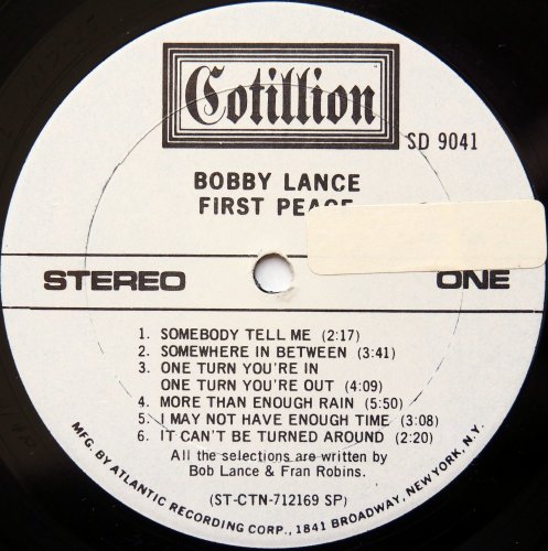 Bobby Lance / First Peace (White Label Promo)β
