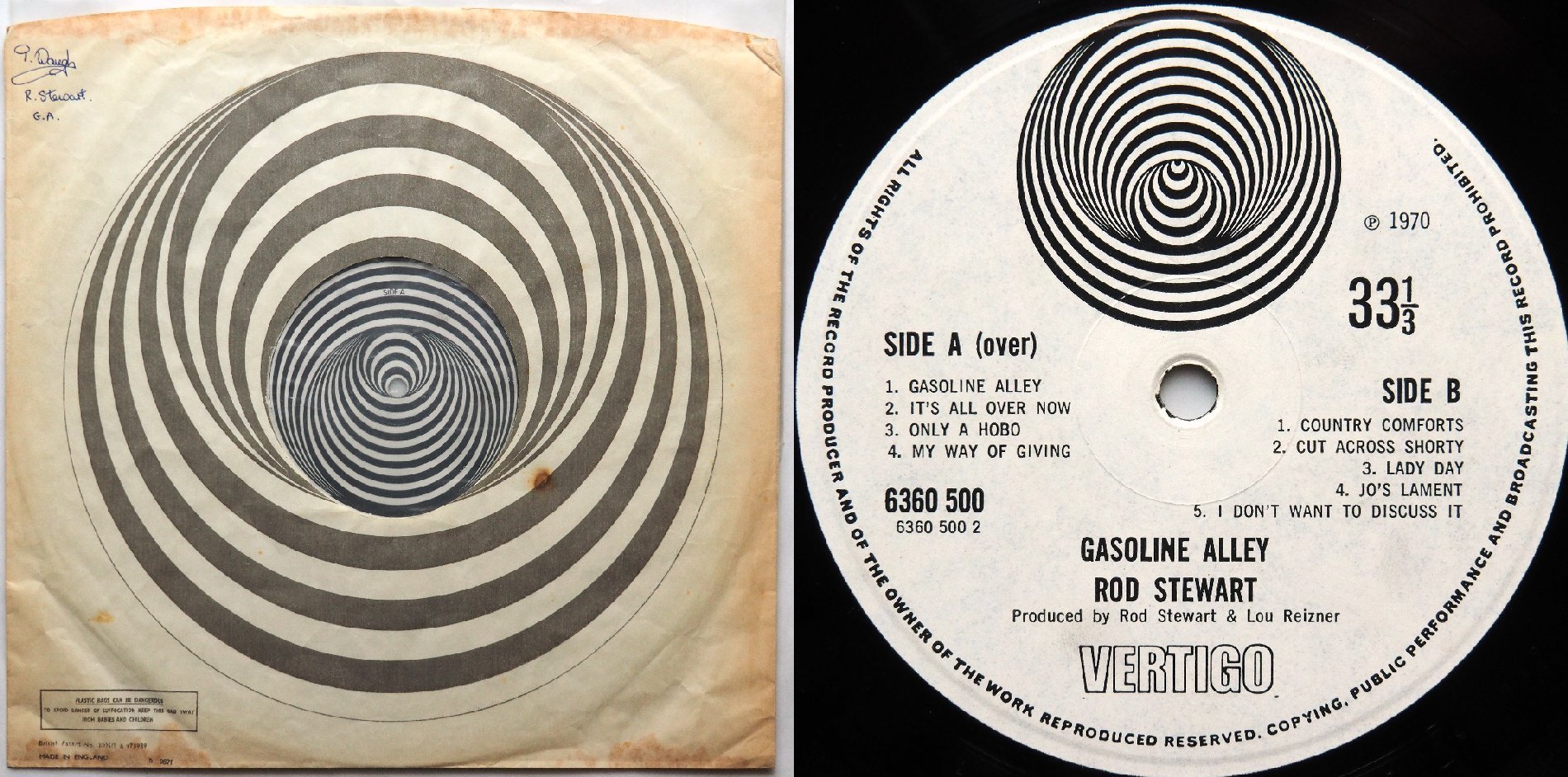 Rod Stewart / Gasoline Alley (UK Early Issue Textured Jacket Big Swirl!!)β
